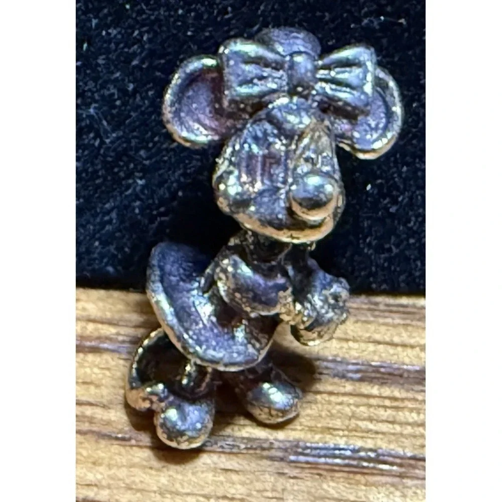 Vintage Disney Minnie Mouse 925 Sterling Silver Charm Cute Clasped Hands on Side